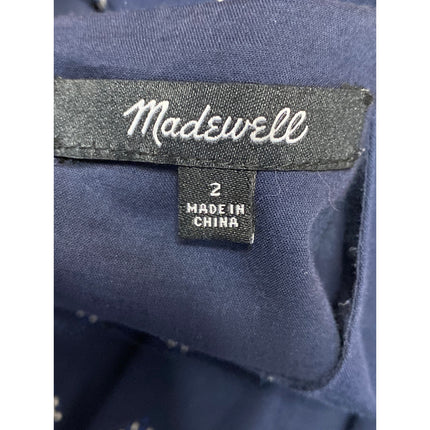 Madewell Blue Floral Square Neck Half Sleeve Tiered Mini Flare A-Line Dress Sz 2