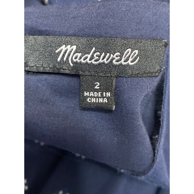 Madewell Blue Floral Square Neck Half Sleeve Tiered Mini Flare A-Line Dress Sz 2