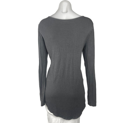 Soft & Sexy Gray Criss Cross Lace Front Scoop Neck Long Sleeve Pullover Shirt M