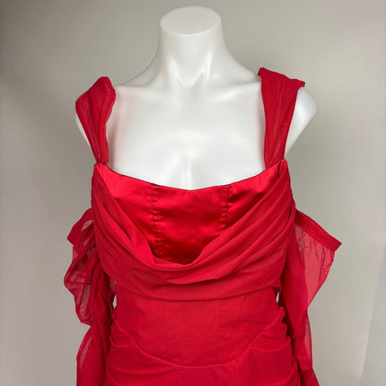 Akira NWT Forgive Me Off Shoulder Red Ruched Formal Bodycon Sexy Mini Dress Sz L