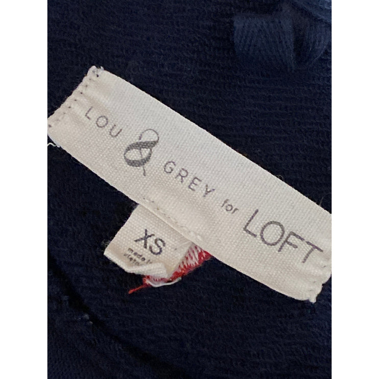 Lou & Grey x LOFT Women's Navy Blue Heart Embroidered Long Sleeve Sweater Sz XS