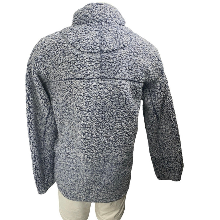True Grit Men's Blue Faux Sherpa Long Sleeve Quarter Zip Teddy Sweater Top Sz M