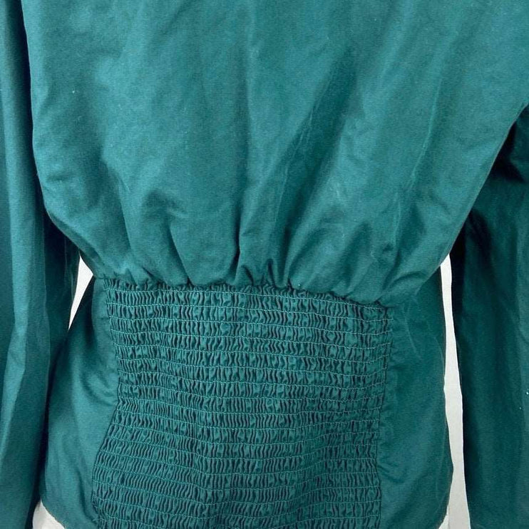 Abercrombie & Fitch Green Square Neck Puff Sleeve Smocked Blouse Top Size M