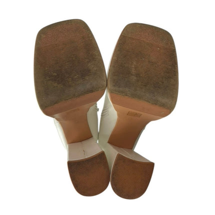 Wet Kiss Sassy White Faux Leather Square Toe Platform Chunky Ankle Boots Size 8