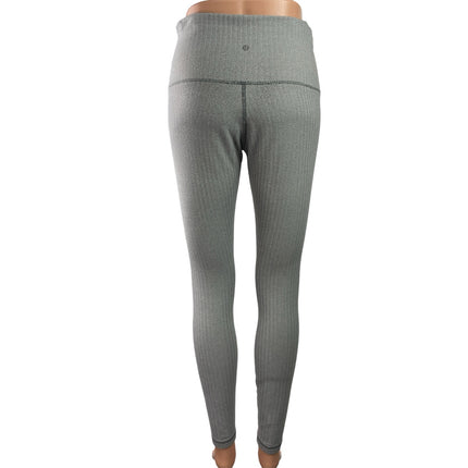 Lululemon Wunder Under Gray Chevron Print Mid Rise Workout Yoga Leggings Pants M