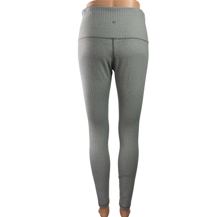 Lululemon Wunder Under Gray Chevron Print Mid Rise Workout Yoga Leggings Pants M