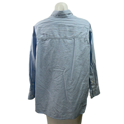 Aritzia Wilfred Blue Striped Long Sleeve Relaxed Curve Hem Button Down Shirt XS