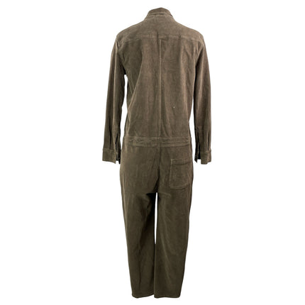 James Perse Brown Corduroy Tie Button Front Utility Overalls Romper Jumpsuit 1