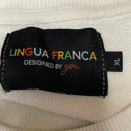 Lingua Franca Women's White Crows Nest Crew Long Sleeve Sweatshirt Top Size XL