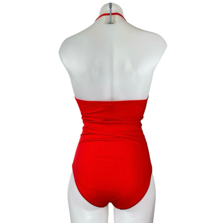 Tory Burch Red Halter Sleeveless Sweetheart One Piece Swimsuit Swimwear Size S