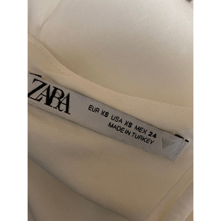 Zara Women's White Satin Sleeveless Cowl  Neck Crop Cami Camisole Tank Top Sz XS