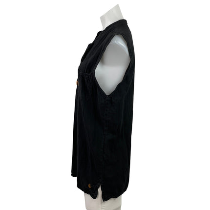 Christiano Women's Black Sleeveless Lace Up Criss Cross Blouse Top Size XS/S