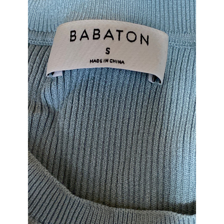Aritzia Babaton Women's Sky Blue Short Sleeve Ribbed Knit T Shirt Tee Top Size S