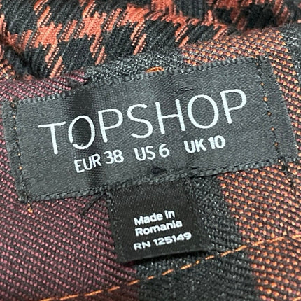 Topshop Women's Multicolor Plaid Check Pleated Belted Tapered Trouser Pants Sz 6