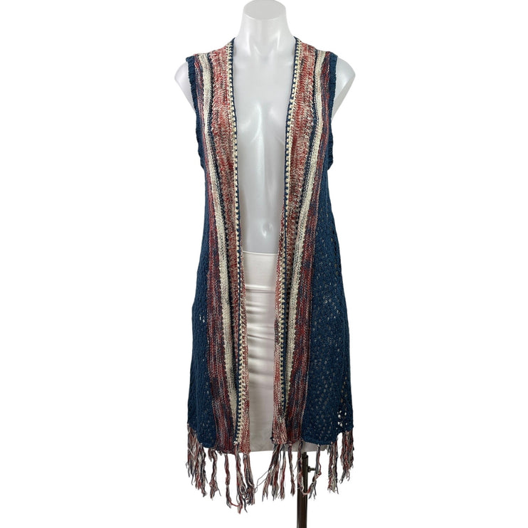 American Rag Cie Multicolor Sleeveless Open Front Fringe Cardigan Sweater Vest S