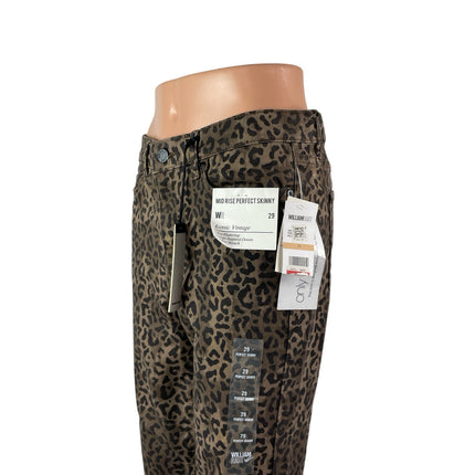 NEW William Rast Wild Cheetah Leopard Beige High Rise Skinny Denim Jeans Size 29