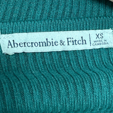 Abercrombie & Fitch Green Rib Knit Boat Neck Long Sleeve Crop Sweater Top Sz XS