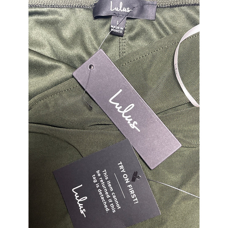 NEW Lulus Women's Green Strapless Sleeveless Midi Bodycon Tank Tube Dress Size L
