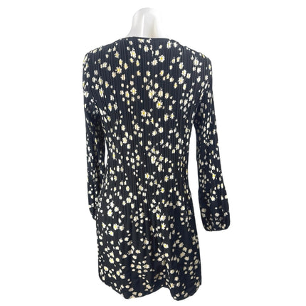 Maje Rockiz Women's Black Floral Pleated Plisse Long Sleeve Mini Shift Dress 2