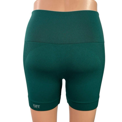 SET Active SculptFlex Green Skinny Yoga Gym Athletic Activewear Biker Shorts S