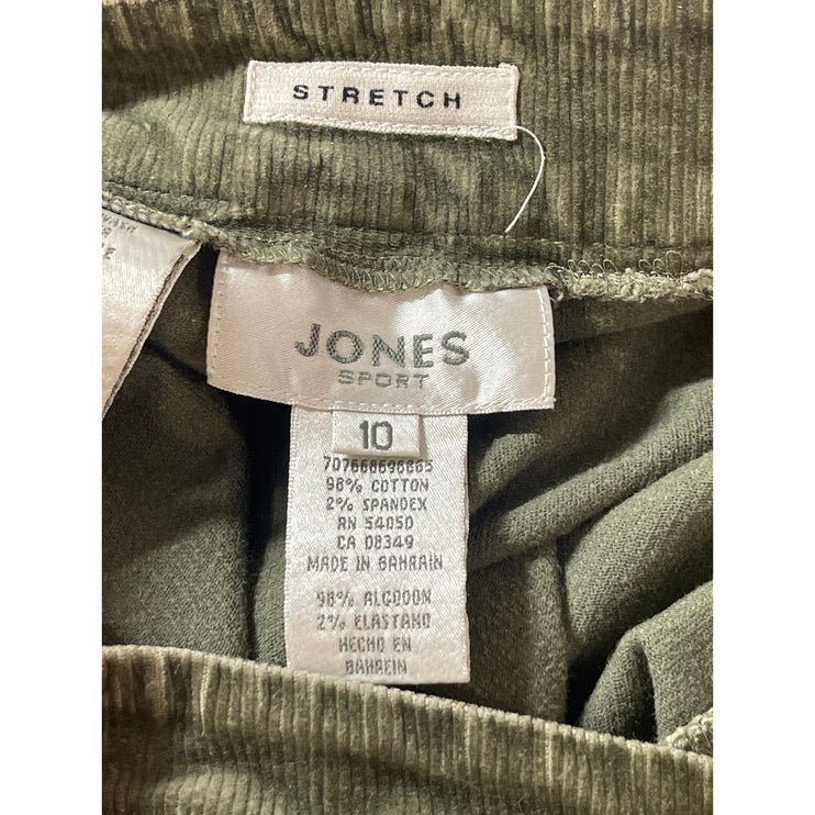 Jones Sport Women Green Corduroy Stretch High Rise Flare Trousers Pants Size 10