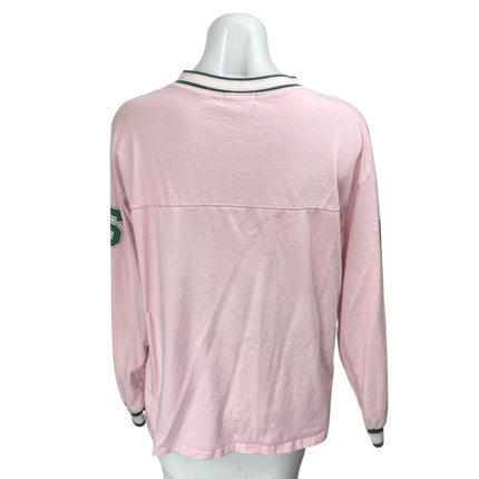 Edikted Women's Pink California V-Neck Long Sleeve Oversize Baseball T-Shirt M
