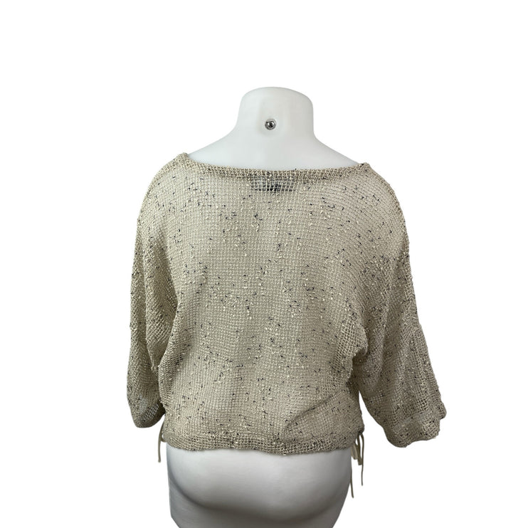 Kaktus Art to Wear Womens Beige Open Mesh Crop Bolero Cardigan Sweater Top Sz XL