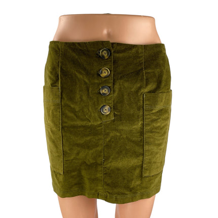 Urban Outfitters BDG Women's Green Velvet Velour Button Pencil Mini Skirt Size S