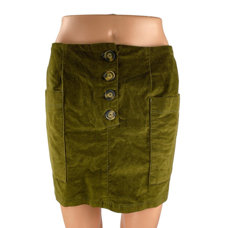 Urban Outfitters BDG Women's Green Velvet Velour Button Pencil Mini Skirt Size S