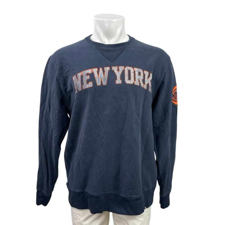 47 Brand New York Knicks Men's Blue Long Sleeve Sweatshirt Sweater Top Size XL