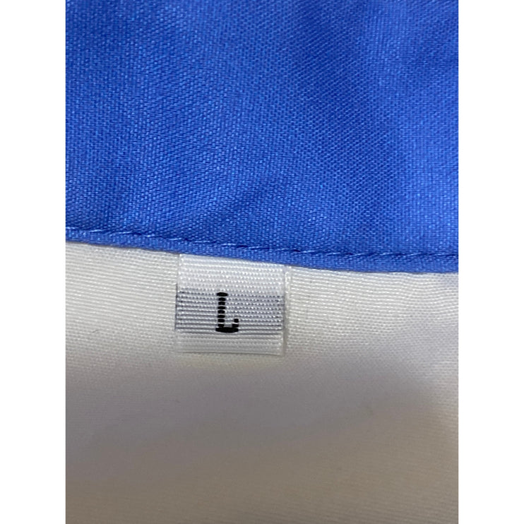 Women's White Blue Floral Long Sleeve Button Up Belted A Line Maxi Dress Size L