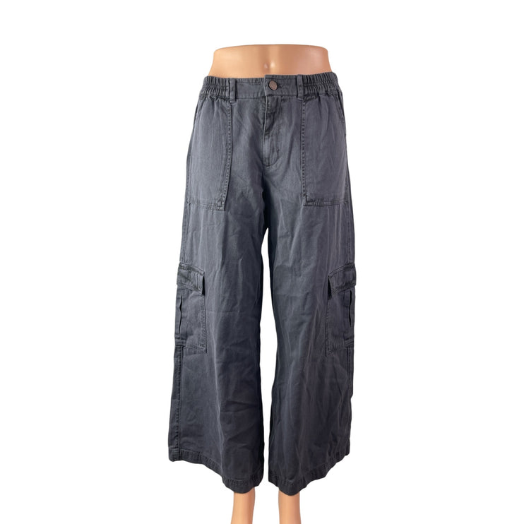 O'Neill Women's Gray High Rise Barrel Baggy Wide Leg Cargo Trousers Pants Size S