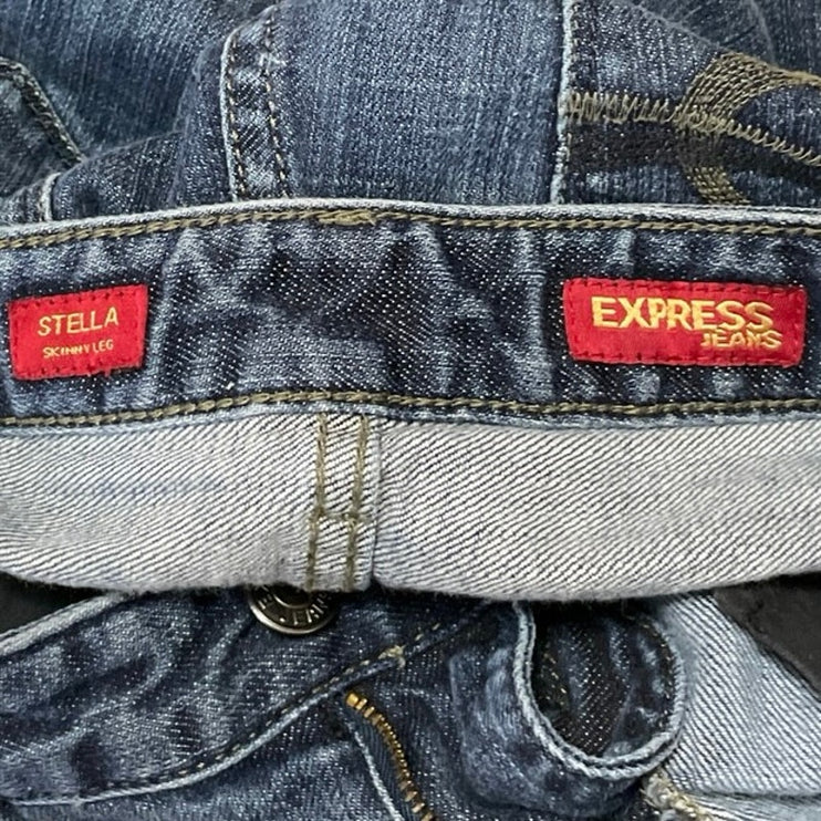 Express Stella Women's Blue Low Rise Y2k Medium Wash Skinny Denim Jeans Size 6