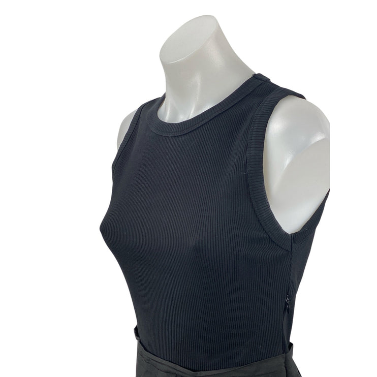 Zara Black Sleeveless Ribbed Knit Tank Fit & Flare A Line Midi Dress Size S