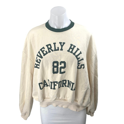 Zara Beverly Hills California Women's Cream Long Sleeve Sweatshirt Sweater Top M