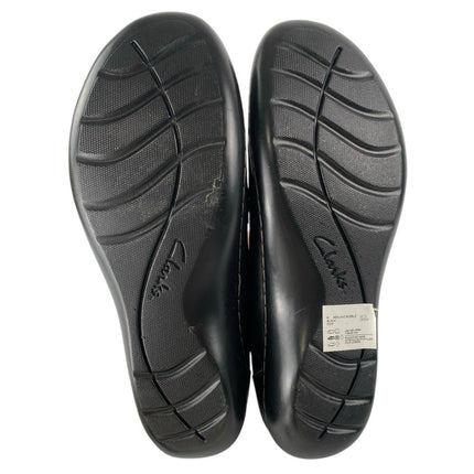 Clarks Ashland Women's Black Slip On Leather Loafer Bubble Flat Shoes Size 9.5