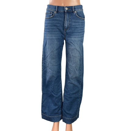 LOFT Women's Blue Medium Wash High Waist Straight Wide Leg Denim Jeans Pants 0