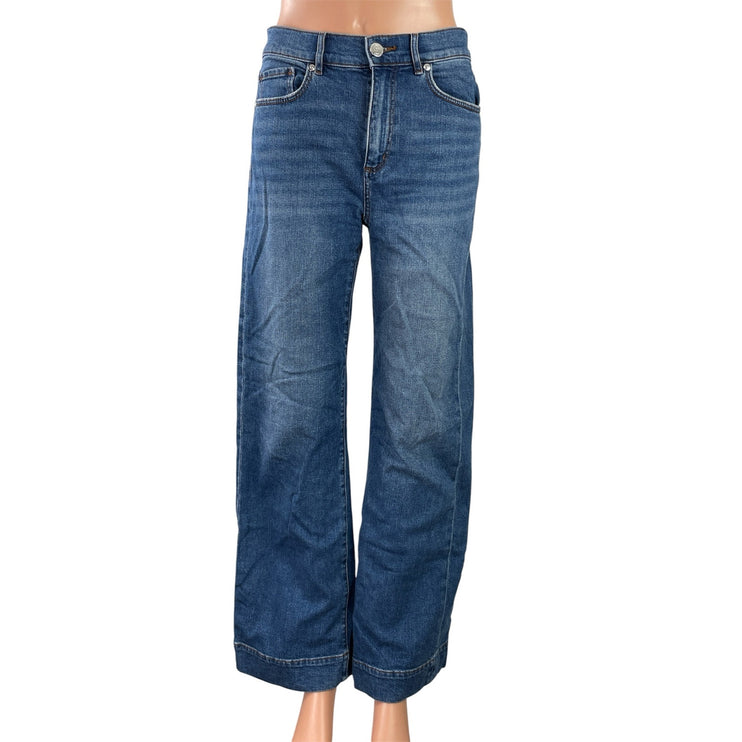 LOFT Women's Blue Medium Wash High Waist Straight Wide Leg Denim Jeans Pants 0