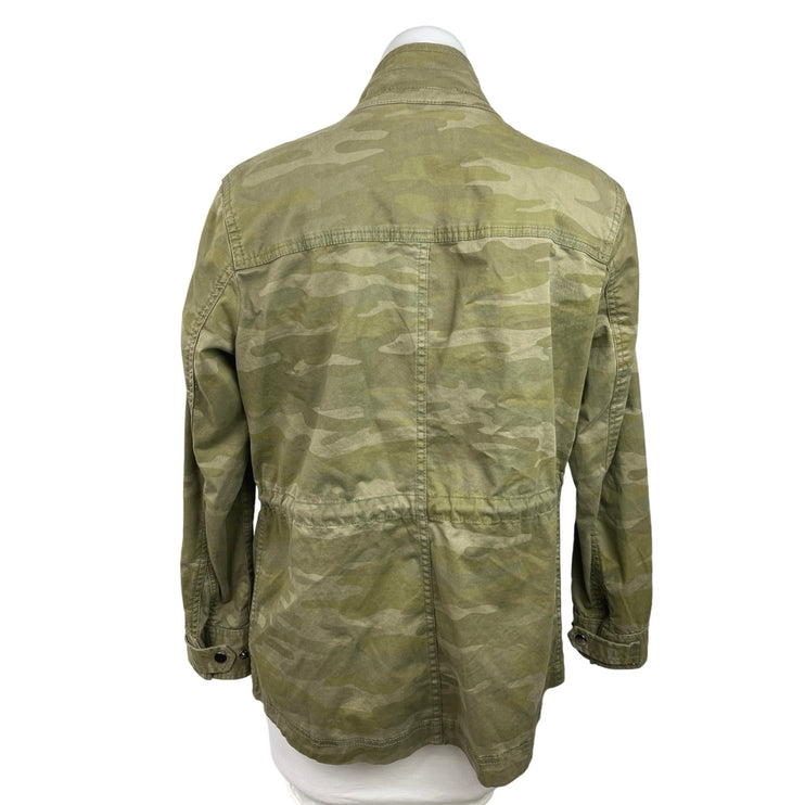 Style&Co Green Camouflage Zip Up Snap Button Pockets Utility Outdoor Jacket Sz S