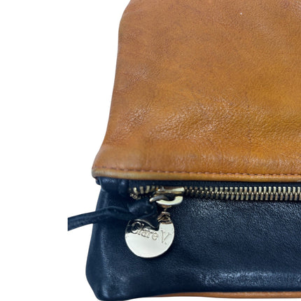 Clare V. Carryall Brown Leather Fold Over Wallet Clutch Purse Pouch Bag W/ Tabs