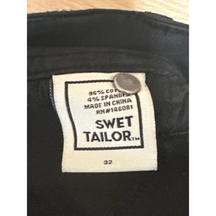Swet Tailor Women's Black High Waisted Casual Wide Leg Denim Jeans Shorts Sz 32