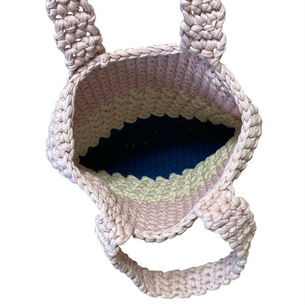 Bylotta Women's Multicolor Crochet Knit Colorblock Shoulder Tote Handbag OS