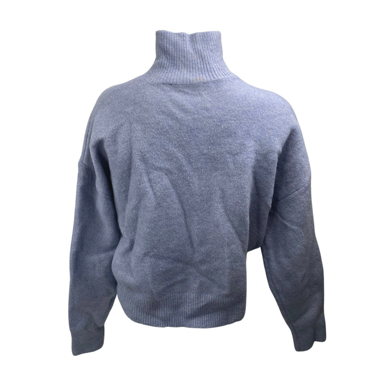 Zara Women's Blue Long Sleeve Turtleneck Knit Sweatshirt Sweater Top Size S