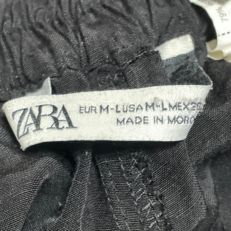 Zara Women's Black High Rise Parachute Baggy Cargo Jogger Trousers Pants Size M