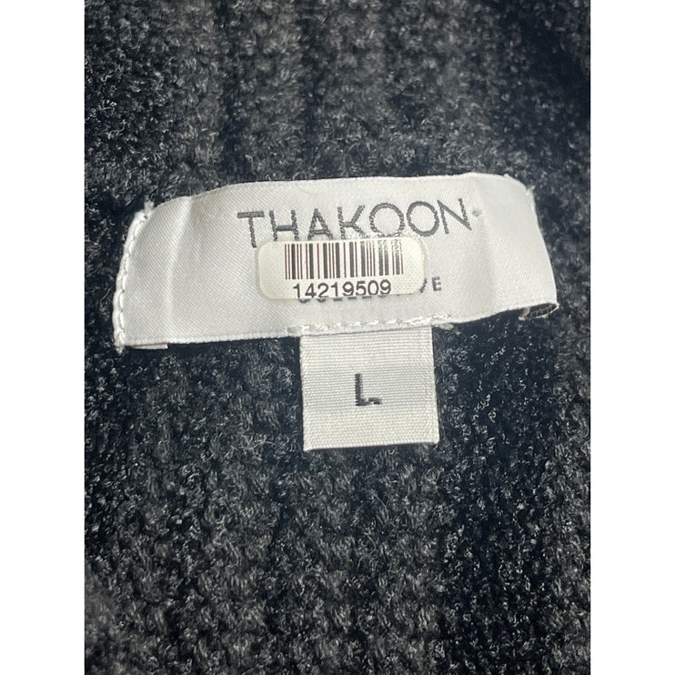 Thakoon Black Cream Crochet Trim Wool Sleeveless Mock Neck Tank Sweater Top L