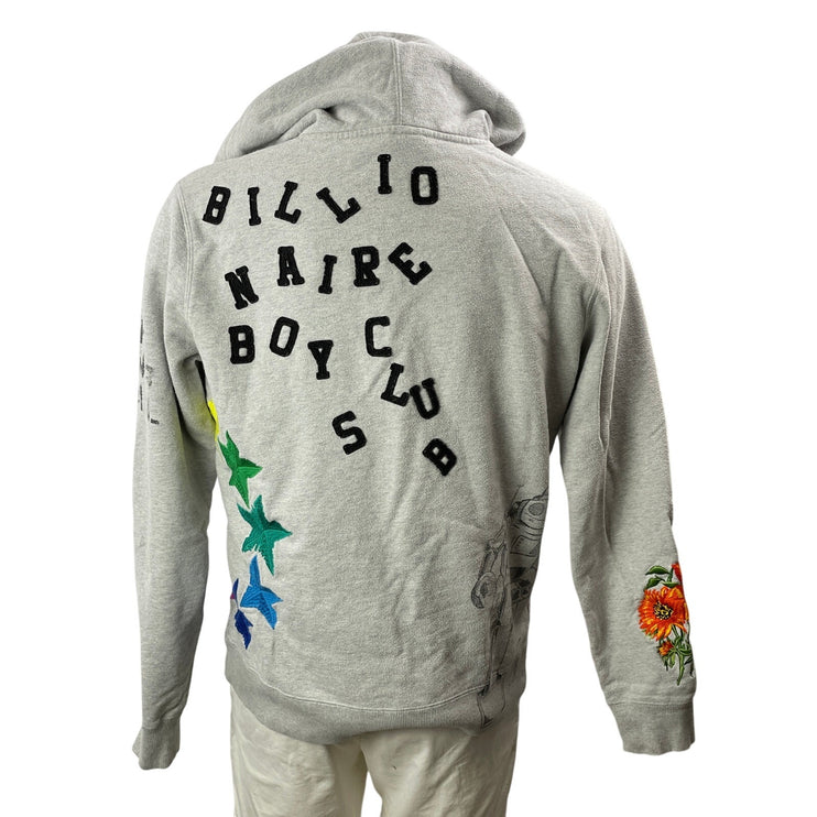 Billionaire Boys Club Men's Heather Gray Graphic Hoodie Hooded Sweatshirt Top M