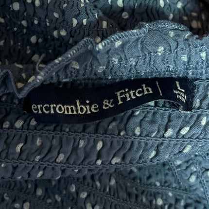 Abercrombie & Fitch Blue Polka Dots Smocked Off The Shoulder Crop Top Size L