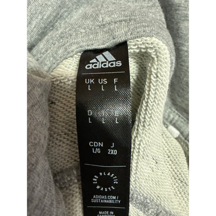 Adidas Men's Gray Heathered Long Sleeve Logo Hooded Hoodie Sweatshirt Top Size L