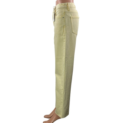 NEW PISTOLA Women's Light Yellow High Rise Straight Leg Denim Jeans Pants Sz 25