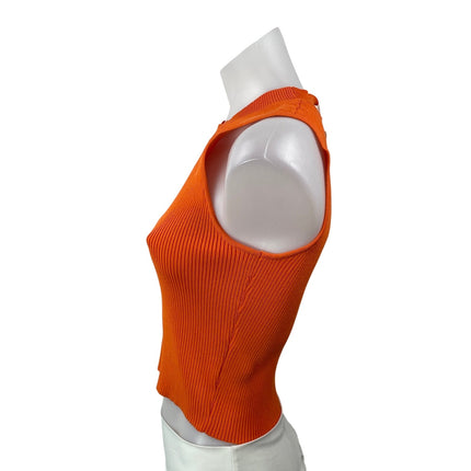 NEW Sweewe Women's Orange Sleeveless Ribbed Knit Crew Neck Cropped Tank Top Sz L